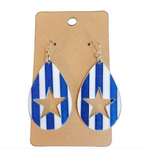 Stars and Stripes Blue Acrylic Drop Earrings